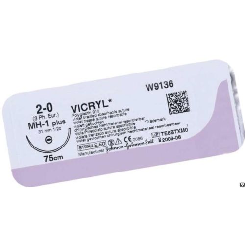Вікрил фіолетовий M3 (2/0) 75 см голка колюча MH-1 Plus 31 мм W9136 в місті Вишгород : ціни, характеристика.  - фото №1 Вікрил фіолетовий M3 (2/0) 75 см голка колюча MH-1 Plus 31 мм W9136 в місті Вишгород : ціни, характеристика.