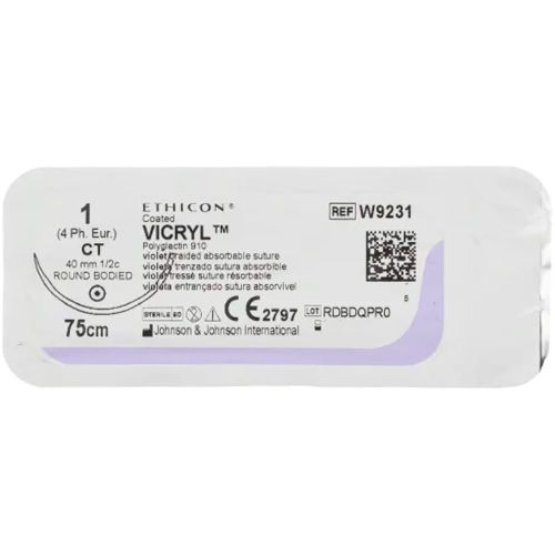 Шовный материал Викрил 1 (1/2 круга) колющая игла 40 мм 75 см W9231 в городе Харьков : цены, характеристики.  - фото №1 Шовный материал Викрил 1 (1/2 круга) колющая игла 40 мм 75 см W9231 в городе Харьков : цены, характеристики.