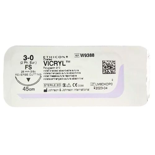 Шовный материал Викрил 3-0 обратно-режущая игла 26 мм 45 см W9388 в городе Харьков : цены, характеристики.  - фото №1 Шовный материал Викрил 3-0 обратно-режущая игла 26 мм 45 см W9388 в городе Харьков : цены, характеристики.