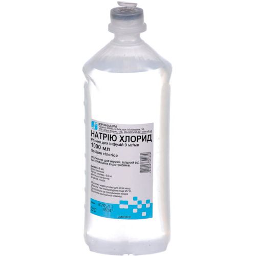 Натрия хлорид 0,9% раствор для инфузий контейнер ПВХ 1000 мл в городе Богородчаны : цены, характеристики.  - фото №1 Натрия хлорид 0,9% раствор для инфузий контейнер ПВХ 1000 мл в городе Богородчаны : цены, характеристики.