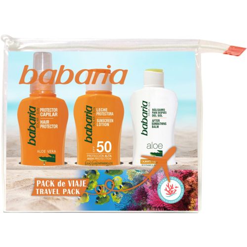 Набір Babaria (Бабарія) Захист від сонця (Молочко сонцезахисне SPF50 100 мл+Лосьйон після засмаги 100 мл+Засіб для захисту волосся 100 мл+косметичка) в інтернет-аптеці - фото №1 Набір Babaria (Бабарія) Захист від сонця (Молочко сонцезахисне SPF50 100 мл+Лосьйон після засмаги 100 мл+Засіб для захисту волосся 100 мл+косметичка) в інтернет-аптеці