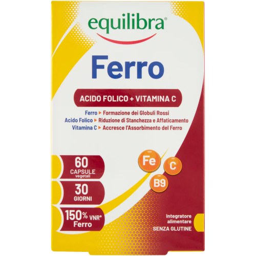 Дієтична добавка Equilibra (Еквілібра) з залізом, вітаміном C, фолієвою кислотою, капсули №60 замовити - фото №1 Дієтична добавка Equilibra (Еквілібра) з залізом, вітаміном C, фолієвою кислотою, капсули №60 замовити