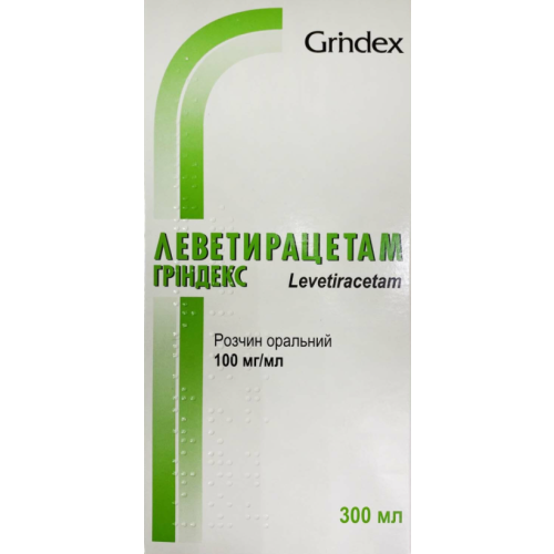 Леветирацетам Гриндекс 100 мг/мл раствор оральный 300 мл №1 в городе Березань : цены, характеристики.  - фото №1 Леветирацетам Гриндекс 100 мг/мл раствор оральный 300 мл №1 в городе Березань : цены, характеристики.