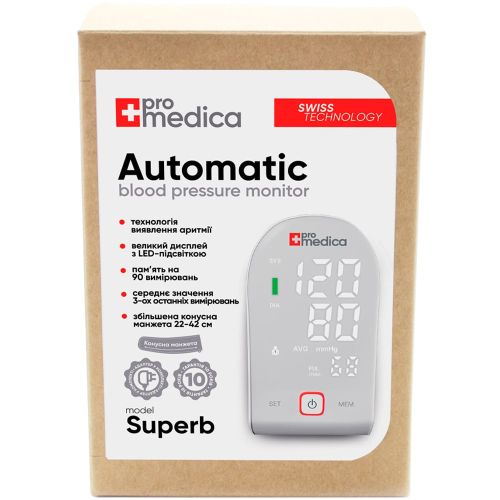 Тонометр ProMedica Superb автомат в місті Луцьк : ціни, характеристика.  - фото №1 Тонометр ProMedica Superb автомат в місті Луцьк : ціни, характеристика.