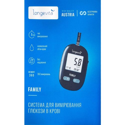 Глюкометр Longevita Family в місті Житомир : ціни, характеристика.  - фото №1 Глюкометр Longevita Family в місті Житомир : ціни, характеристика.
