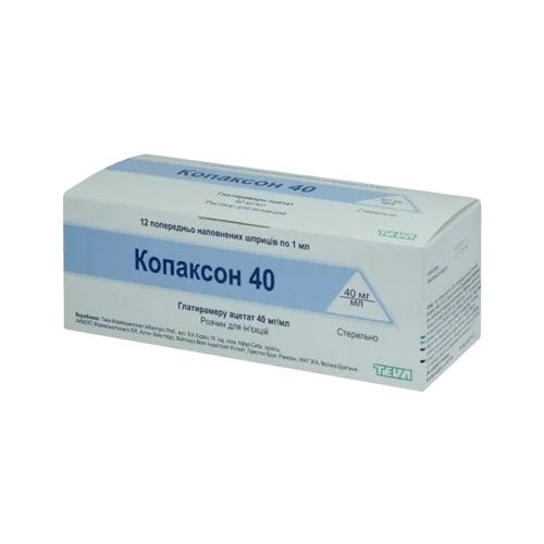 Копаксон 40 40 мг/мл раствор для инъекций шприц 1 мл №12 в городе Канев : цены, характеристики.  - фото №1 Копаксон 40 40 мг/мл раствор для инъекций шприц 1 мл №12 в городе Канев : цены, характеристики.