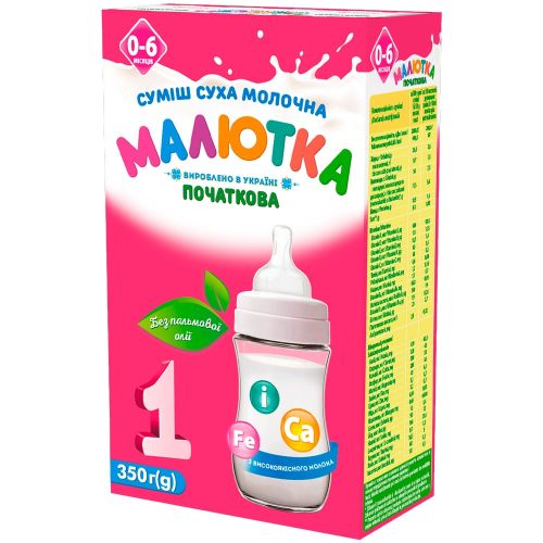 Суміш молочна Малютка 1 (від 0 до 6 місяців) 350 г ADD - фото №1 Суміш молочна Малютка 1 (від 0 до 6 місяців) 350 г ADD