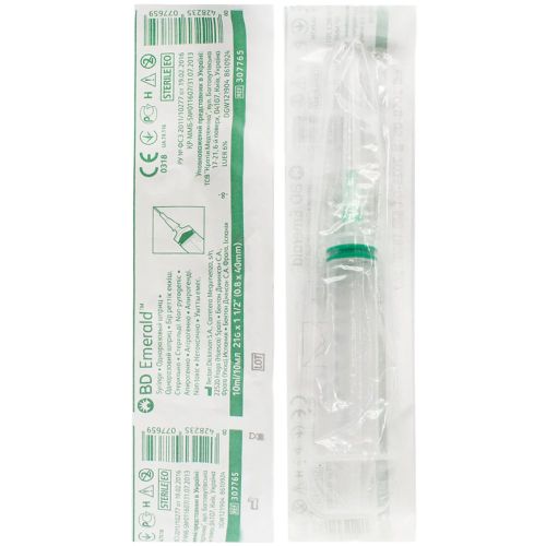Шприц BD Emerald трикомпонентний з голкою 21G (0,8 х 40 мм) 10 мл №1 в місті Софіївка : ціни, характеристика.  - фото №1 Шприц BD Emerald трикомпонентний з голкою 21G (0,8 х 40 мм) 10 мл №1 в місті Софіївка : ціни, характеристика.