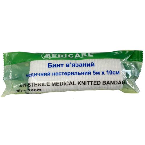 Бинт Medicare вязаный медицинский нестерильный 5 м х 10 см №1 в городе Софиевка : цены, характеристики.  - фото №1 Бинт Medicare вязаный медицинский нестерильный 5 м х 10 см №1 в городе Софиевка : цены, характеристики.