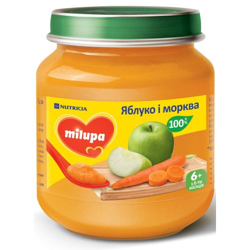 Пюре Milupa Яблоко морковь (с 6 месяцев) 125 г ADD - фото №1 Пюре Milupa Яблоко морковь (с 6 месяцев) 125 г ADD