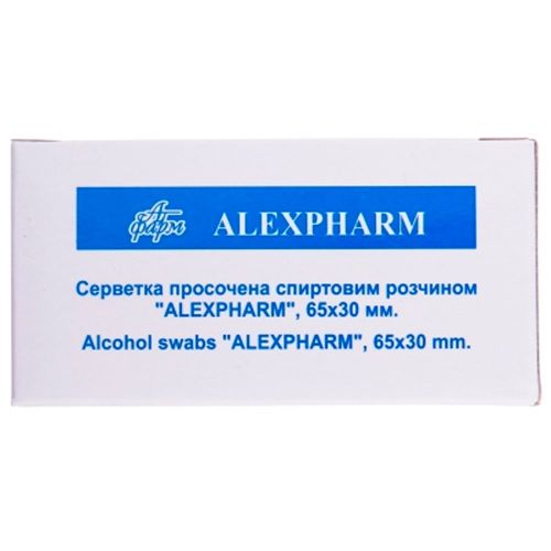 Серветки Alexpharm просочені спиртовим розчином 65 x 30 мм №100 в місті Канів : ціни, характеристика.  - фото №1 Серветки Alexpharm просочені спиртовим розчином 65 x 30 мм №100 в місті Канів : ціни, характеристика.