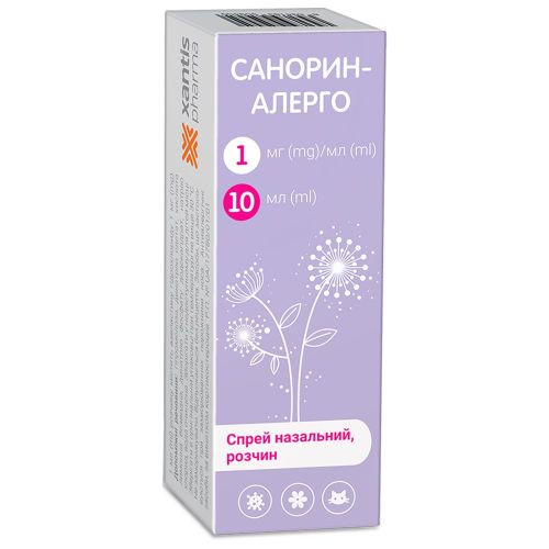 Санорин-Алерго 1 мг/мл спрей назальний 10 мл в місті Вишгород : ціни, характеристика.  - фото №1 Санорин-Алерго 1 мг/мл спрей назальний 10 мл в місті Вишгород : ціни, характеристика.