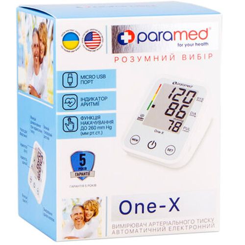 Тонометр Paramed One-X автоматичний електронний в місті Харків : ціни, характеристика.  - фото №1 Тонометр Paramed One-X автоматичний електронний в місті Харків : ціни, характеристика.