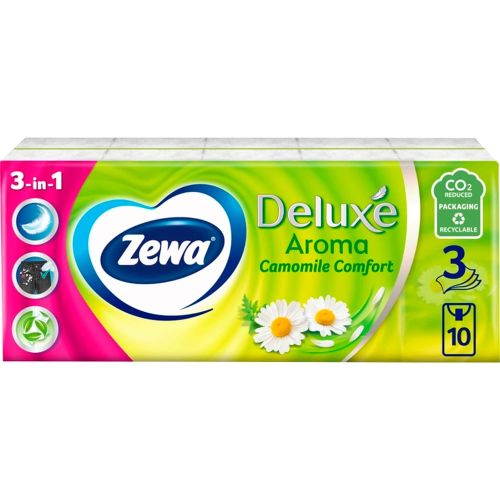 Платки носовые Zewa Deluxe Perfume 3-х шаровые блок №100 купить - фото №1 Платки носовые Zewa Deluxe Perfume 3-х шаровые блок №100 купить