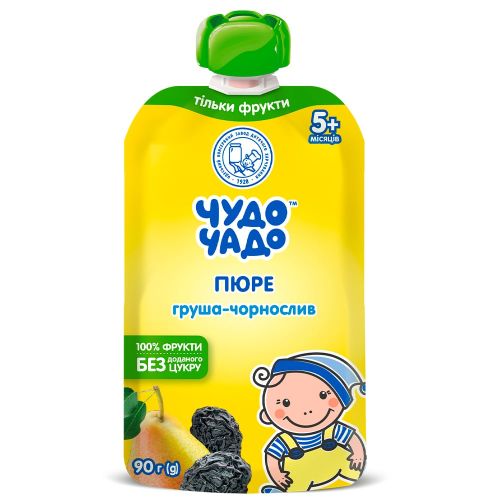 Пюре фруктовое Чудо-Чадо Груша-чернослив без сахара 90 г в городе Рахов : цены, характеристики.  - фото №1 Пюре фруктовое Чудо-Чадо Груша-чернослив без сахара 90 г в городе Рахов : цены, характеристики.