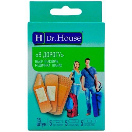 Набор пластырей медицинских H Dr.House В дорогу бактерицидные №15 в городе Софиевка : цены, характеристики.  - фото №1 Набор пластырей медицинских H Dr.House В дорогу бактерицидные №15 в городе Софиевка : цены, характеристики.
