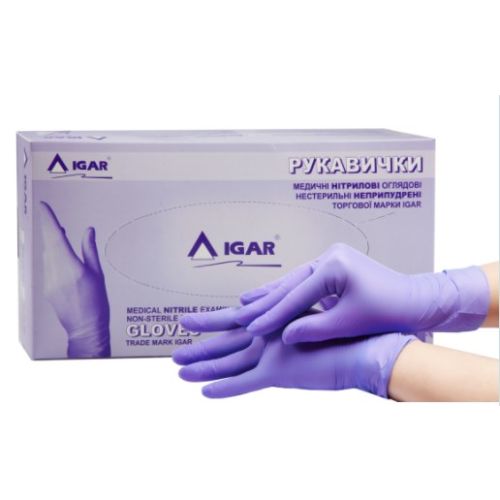 Рукавички Igar медичні оглядові нітрилові нестерильні неприпудрені (р.XS) пара в місті Вишгород : ціни, характеристика.  - фото №1 Рукавички Igar медичні оглядові нітрилові нестерильні неприпудрені (р.XS) пара в місті Вишгород : ціни, характеристика.