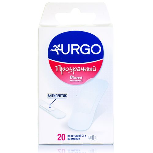 Лейкопластир Urgo прозорорий з антисептиком (20х40 мм №6, 34х72 мм №4, 19х72 мм №10) №20  в місті Канів : ціни, характеристика.  - фото №1 Лейкопластир Urgo прозорорий з антисептиком (20х40 мм №6, 34х72 мм №4, 19х72 мм №10) №20  в місті Канів : ціни, характеристика.