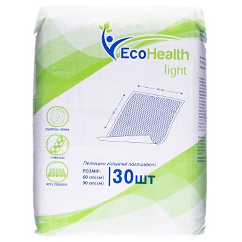 Пелюшки гігієнічні Ecohealth Light 60 х 90 см №30 в місті Богородчани : ціни, характеристика.  - фото №1 Пелюшки гігієнічні Ecohealth Light 60 х 90 см №30 в місті Богородчани : ціни, характеристика.