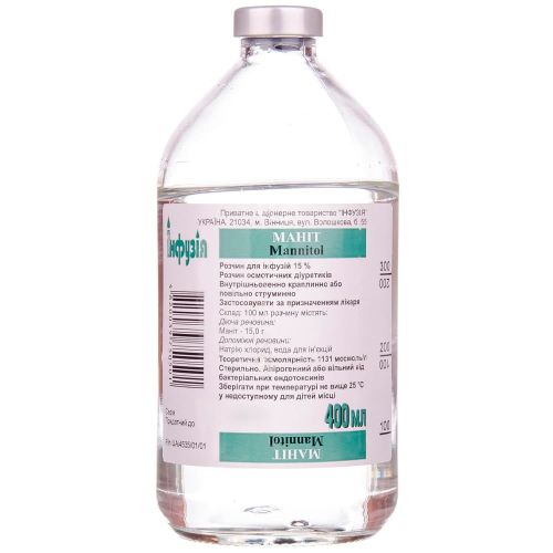 Маніт 15% розчин для інфузій 400 мл в місті Чернігів : ціни, характеристика.  - фото №1 Маніт 15% розчин для інфузій 400 мл в місті Чернігів : ціни, характеристика.