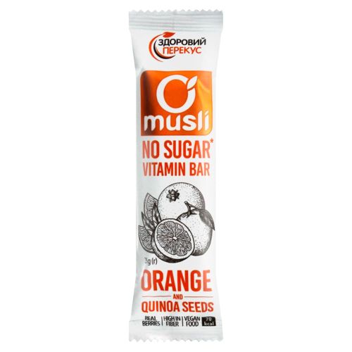 Батончик-мюслі Здоровий перекус Апельсин-Кіноа 25 г в місті Глобине : ціни, характеристика.  - фото №1 Батончик-мюслі Здоровий перекус Апельсин-Кіноа 25 г в місті Глобине : ціни, характеристика.