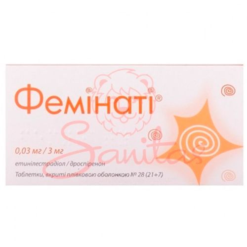 Феминати 0,03 мг/3 мг таблетки №28 в городе Вышгород : цены, характеристики.  - фото №1 Феминати 0,03 мг/3 мг таблетки №28 в городе Вышгород : цены, характеристики.