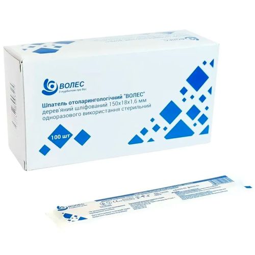 Шпатель Лор Волес деревянный стерильный №100 в городе Канев : цены, характеристики.  - фото №1 Шпатель Лор Волес деревянный стерильный №100 в городе Канев : цены, характеристики.