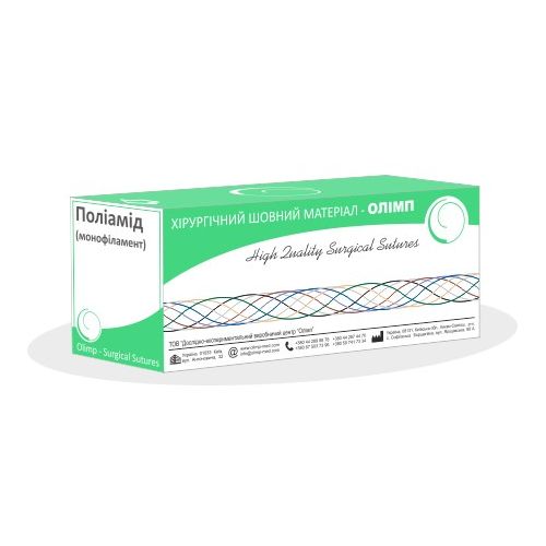 Шовний матеріал Поліамід 0 колюча голка 1/2 кола 40 мм 75 см в місті Канів : ціни, характеристика.  - фото №1 Шовний матеріал Поліамід 0 колюча голка 1/2 кола 40 мм 75 см в місті Канів : ціни, характеристика.