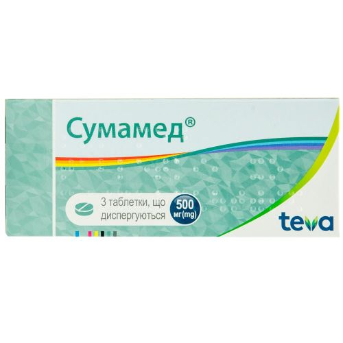 Сумамед 500 мг таблетки дисперг №3 в місті Первомайськ : ціни, характеристика.  - фото №1 Сумамед 500 мг таблетки дисперг №3 в місті Первомайськ : ціни, характеристика.