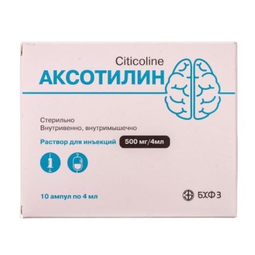 Аксотилін 500 мг/4 мл розчин для ін’єкцій ампули №10 в аптеці - фото №1 Аксотилін 500 мг/4 мл розчин для ін’єкцій ампули №10 в аптеці