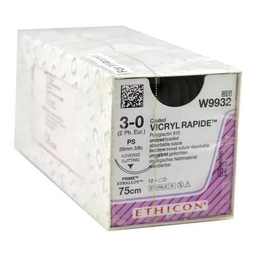 Шовний матеріал Вікрил Рапід 3-0 (3/8 кола) зворотньо-ріжуча голка 26 мм довжина 75 см фіолетовий W9932 в місті Вишгород : ціни, характеристика.  - фото №1 Шовний матеріал Вікрил Рапід 3-0 (3/8 кола) зворотньо-ріжуча голка 26 мм довжина 75 см фіолетовий W9932 в місті Вишгород : ціни, характеристика.