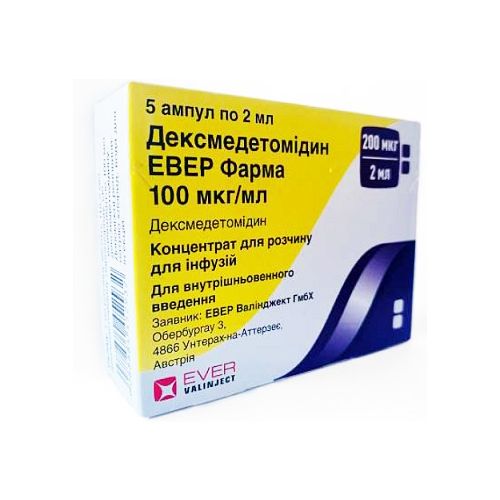 Дексмедетомідин Евер Фарма 100 мкг/мл концентрат 2 мл ампули №5   в місті Крюківщина : ціни, характеристика.  - фото №1 Дексмедетомідин Евер Фарма 100 мкг/мл концентрат 2 мл ампули №5   в місті Крюківщина : ціни, характеристика.