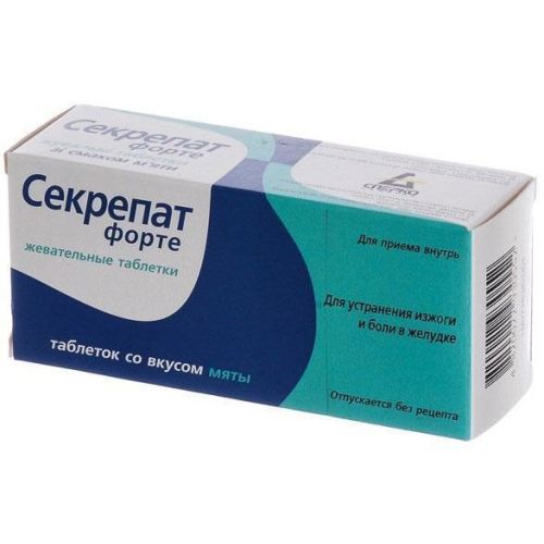 Секрепат форте таблетки жувальні зі смаком м'яти №10 фото - фото №1 Секрепат форте таблетки жувальні зі смаком м'яти №10 фото