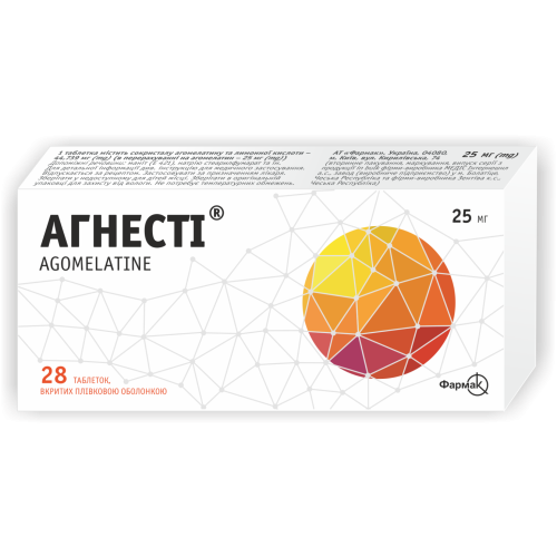 Агнести 25 мг таблетки №28 в городе Канев : цены, характеристики.  - фото №1 Агнести 25 мг таблетки №28 в городе Канев : цены, характеристики.