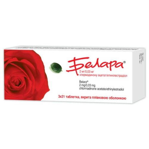 Белара  2 мг/0.03 мг таблетки №63 в Києві : ціни, характеристика.  - фото №1 Белара  2 мг/0.03 мг таблетки №63 в Києві : ціни, характеристика.