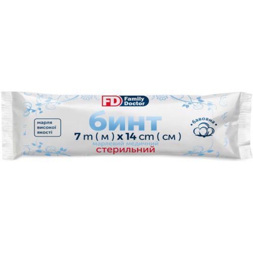 Бинт Family Doctor марлевый медицинский стерильный 7 м х 14 см, тип 17 в городе Софиевка : цены, характеристики.  - фото №1 Бинт Family Doctor марлевый медицинский стерильный 7 м х 14 см, тип 17 в городе Софиевка : цены, характеристики.