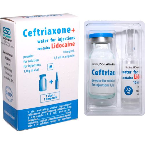 Цефтриаксон порошок для ін'єкцій флакон 1 г, з 1% лідокаїном 3,5 мл ампула №1 в місті Первомайськ : ціни, характеристика.  - фото №1 Цефтриаксон порошок для ін'єкцій флакон 1 г, з 1% лідокаїном 3,5 мл ампула №1 в місті Первомайськ : ціни, характеристика.