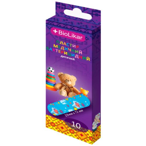 Пластырь медицинский +BioLikar Детский бактерицидный, на полимерной основе, 19x72 мм, №10 в городе Софиевка : цены, характеристики.  - фото №1 Пластырь медицинский +BioLikar Детский бактерицидный, на полимерной основе, 19x72 мм, №10 в городе Софиевка : цены, характеристики.
