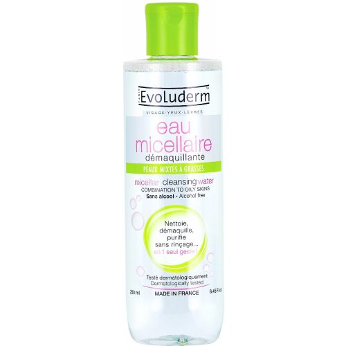 Міцелярна вода Evoluderm (Еволюдерм) для зняття макіяжу для комбінованої жирної шкіри обличчя, 250 мл в місті Глобине : ціни, характеристика.  - фото №1 Міцелярна вода Evoluderm (Еволюдерм) для зняття макіяжу для комбінованої жирної шкіри обличчя, 250 мл в місті Глобине : ціни, характеристика.