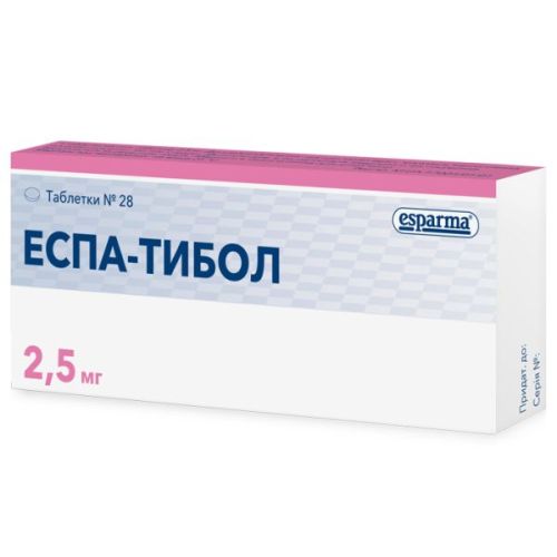 Еспа-Тибол 2,5 мг таблетки №28 в місті Рахів : ціни, характеристика.  - фото №1 Еспа-Тибол 2,5 мг таблетки №28 в місті Рахів : ціни, характеристика.