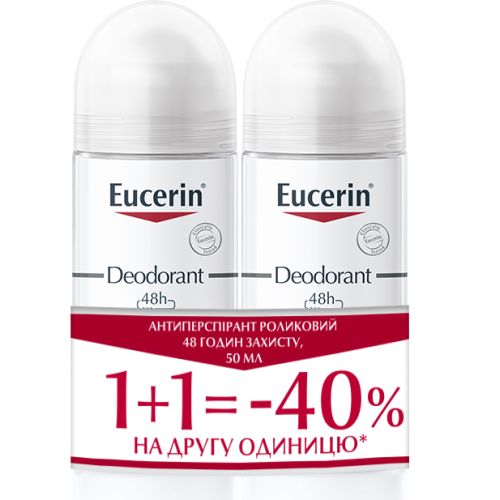 Антиперспирант Eucerin (Юцерин) Дуэт роликовый 48 ч защиты 50 мл в городе Богородчаны : цены, характеристики.  - фото №1 Антиперспирант Eucerin (Юцерин) Дуэт роликовый 48 ч защиты 50 мл в городе Богородчаны : цены, характеристики.