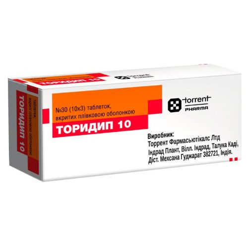 Торидип 10 мг таблетки № 30 в городе Глобино : цены, характеристики.  - фото №1 Торидип 10 мг таблетки № 30 в городе Глобино : цены, характеристики.