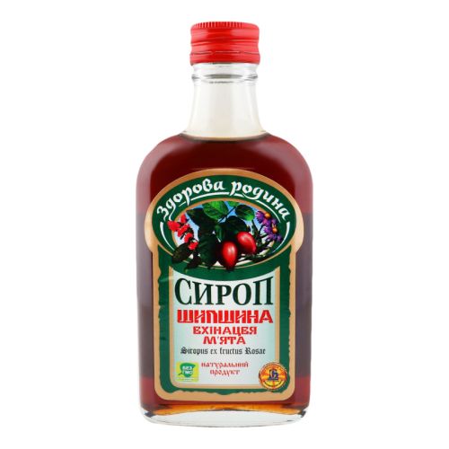 Сироп Здорова родина Шипшина, ехінацея і м'ята флакон 200 мл в місті Софіївка : ціни, характеристика.  - фото №1 Сироп Здорова родина Шипшина, ехінацея і м'ята флакон 200 мл в місті Софіївка : ціни, характеристика.