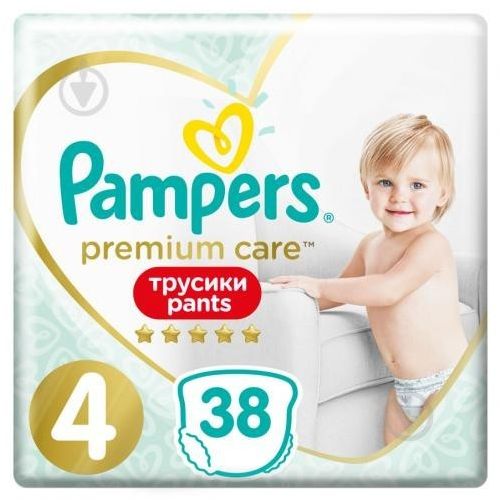 Підгузки-трусики Pampers Premium Care (9-15 кг) №38 в місті Глобине : ціни, характеристика.  - фото №1 Підгузки-трусики Pampers Premium Care (9-15 кг) №38 в місті Глобине : ціни, характеристика.