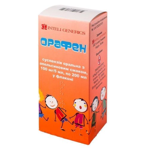 Орафен суспензия 100 мг/5 мл с апельсиновым вкусом 200 мл в городе Ворзель : цены, характеристики. - фото №1 Орафен суспензия 100 мг/5 мл с апельсиновым вкусом 200 мл в городе Ворзель : цены, характеристики.