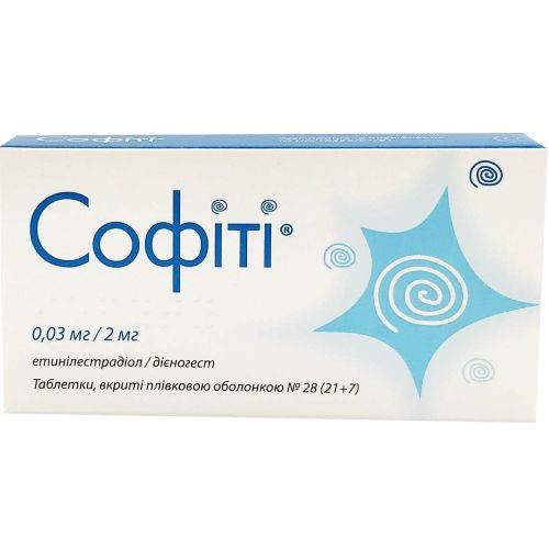 Софити 0,03 мг + 2 мг таблетки №28 в городе Вышгород : цены, характеристики.  - фото №1 Софити 0,03 мг + 2 мг таблетки №28 в городе Вышгород : цены, характеристики.