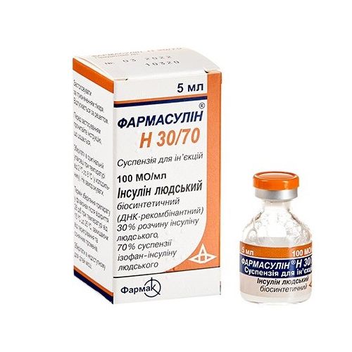 Фармасулін H 30/70 100 МЕ/мл суспензія флакон 5 мл в місті Березань : ціни, характеристика.  - фото №1 Фармасулін H 30/70 100 МЕ/мл суспензія флакон 5 мл в місті Березань : ціни, характеристика.