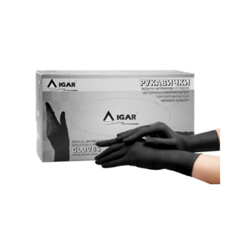 Рукавички оглядові IGAR Gloves Black нітрилові неприпудрені нестерильні чорні (р. S) №200 в місті Вишгород : ціни, характеристика.  - фото №1 Рукавички оглядові IGAR Gloves Black нітрилові неприпудрені нестерильні чорні (р. S) №200 в місті Вишгород : ціни, характеристика.