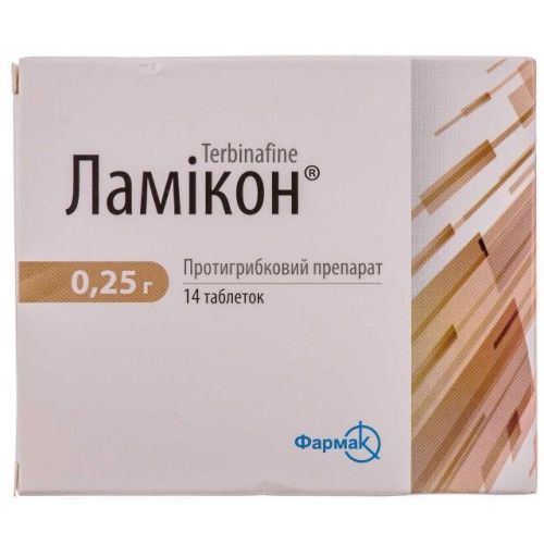Ламікон 0,25 г таблетки №14 в місті Канів : ціни, характеристика.  - фото №1 Ламікон 0,25 г таблетки №14 в місті Канів : ціни, характеристика.