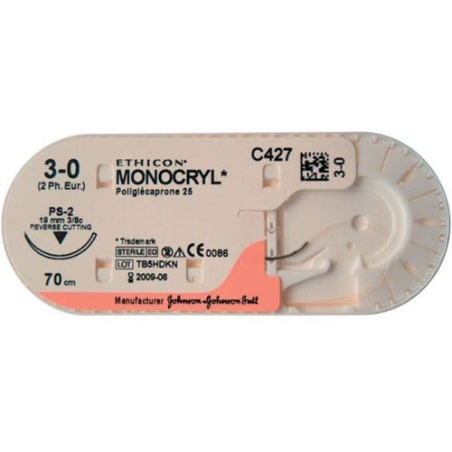 Шовний матеріал Монокріл USP 3-0 зворотньо-ріжуча голка 19 мм 3/8 кола довжина 70 см незабарвлений №1 в місті Канів : ціни, характеристика.  - фото №1 Шовний матеріал Монокріл USP 3-0 зворотньо-ріжуча голка 19 мм 3/8 кола довжина 70 см незабарвлений №1 в місті Канів : ціни, характеристика.